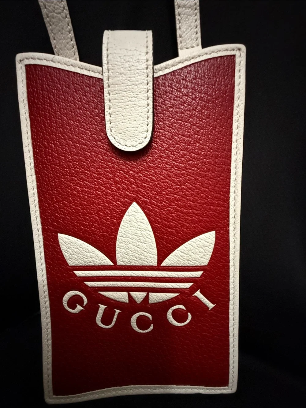 Authentic Gucci Adidas Red & White Logo Crossbody Phone Trefoil Red & Purse - Picture 2 of 14